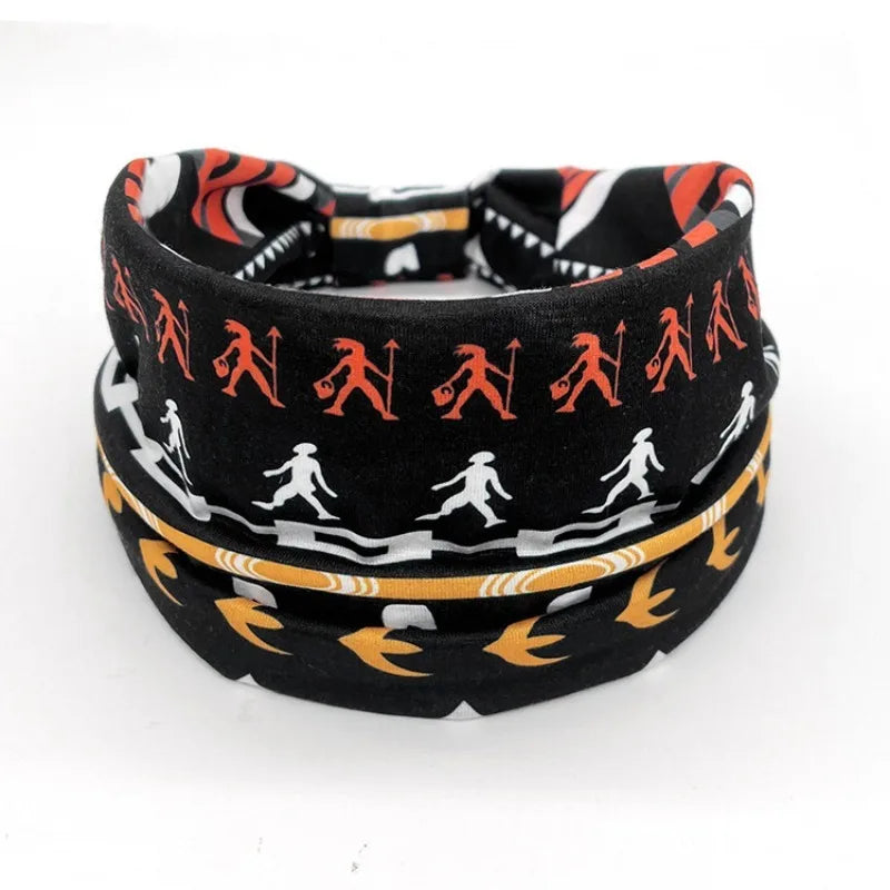 Ladies Wide Elastic Hairband with African Print Knot Sports Yoga Headband Women's Hair Accessory
