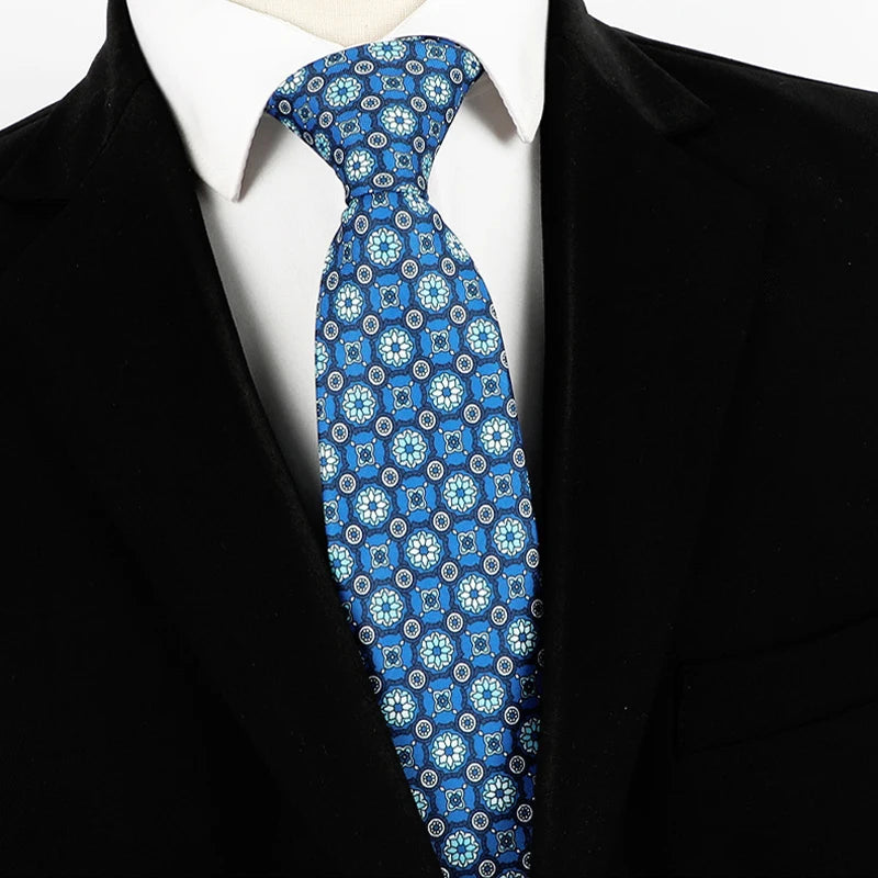 Fashion 8CM Mens Necktie Print Patterns Classic Neck Ties For Man Groom  Handfeel Polyester Necktie Business Wedding Accessories