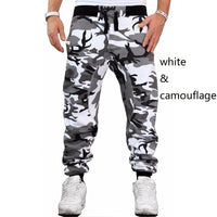 Sweatpants Men Camouflage Elasticity Military Cargo Pants Drawstring Multi Pockets Bottoms Casual Jogger Trousers