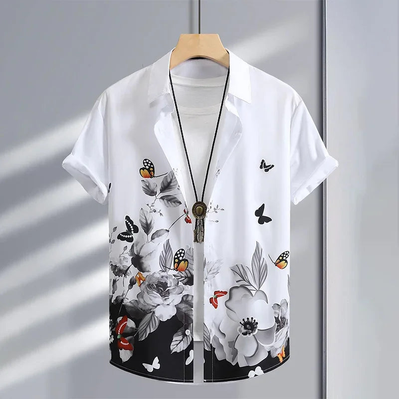 Summer 3d graffiti print shirt Casual fashion business men Hawaiian shirt Women Holiday button shirt ropa de hombre