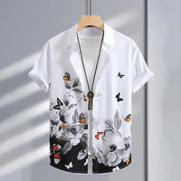 Summer 3d graffiti print shirt Casual fashion business men Hawaiian shirt Women Holiday button shirt ropa de hombre