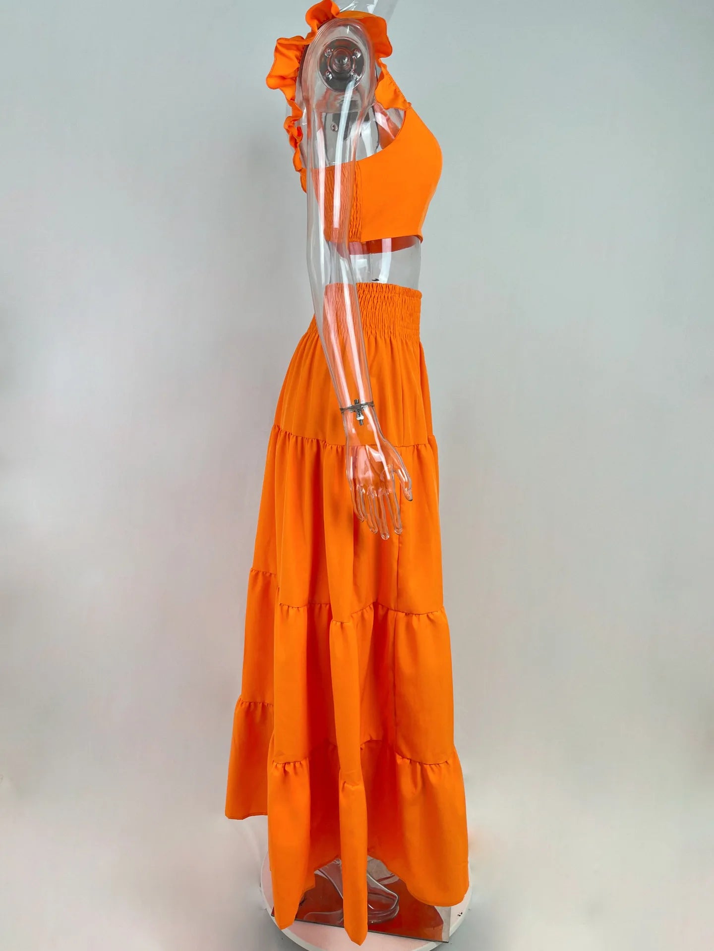Spring Summer New Comfortable and Versatile Simple Mid Waist Sexy Strap Skirt Solid Color Fashion Set Women's Two Piece Set