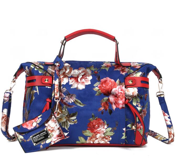 Designer Floral Women's Tote Handbags Elegant Flowers Colorful Hobos PU Leather Bags New