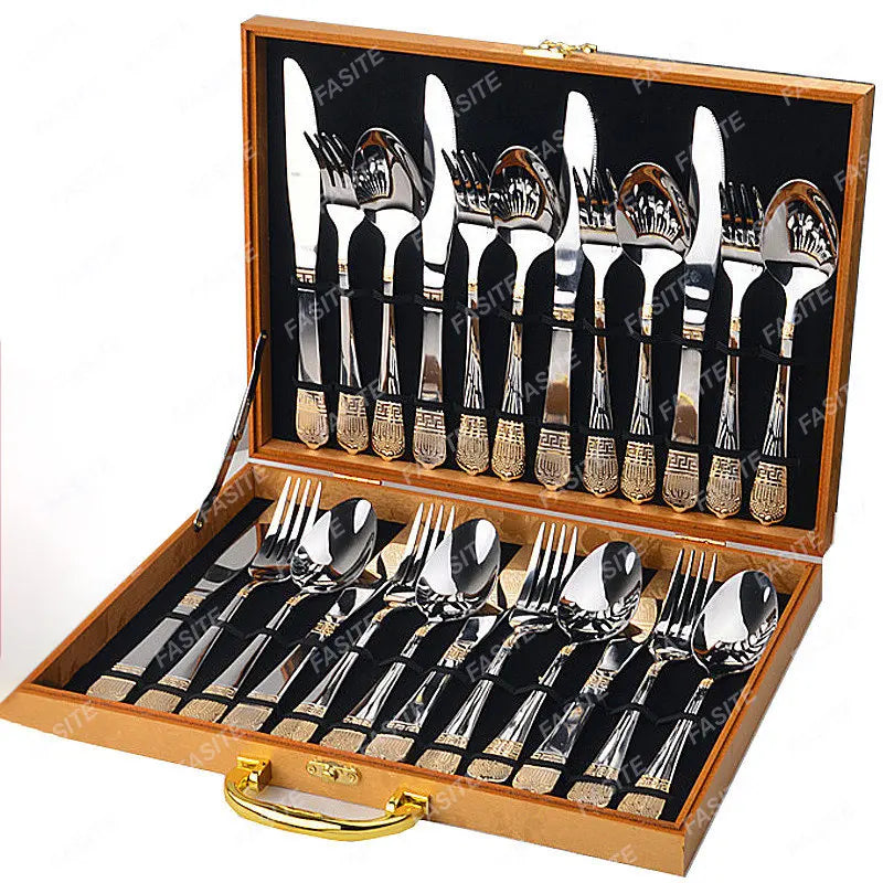 Rose Gold Dinnerware Set Stainless Steel Zero Waste Knife Spoon and Fork Set  Silverware Cookware Cutlery Set 24 Piece Gift Box