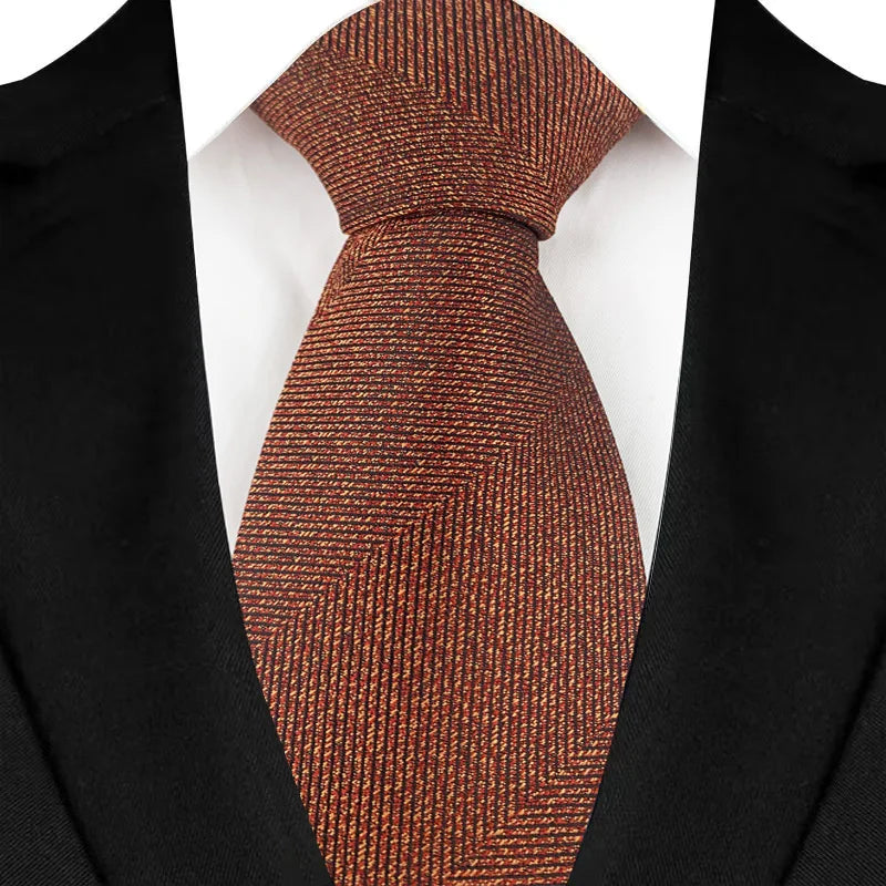 Luxury 8CM Mens Necktie Brown Orange Color Dot Stripes Ties For Man Groom Jacquard Woven Neck Tie For Business Wedding Party
