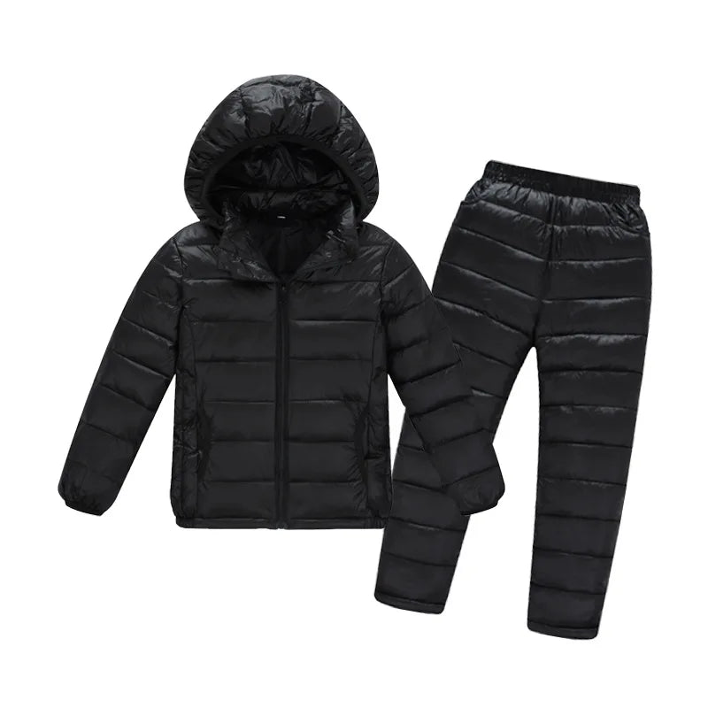 Winter Children Clothing Sets Baby Boy Warm Hooded Down Jackets Pants Clothing Sets Girls Boys Snowsuit Coats Ski Suit 2-12Y