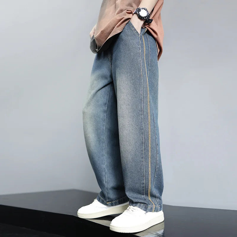 Boys Jeans 2024 Autumn&winter New Teenage Children Plus Fleece Warm Pants Boys Fried Street Handsome Pants Kids Denim Trousers