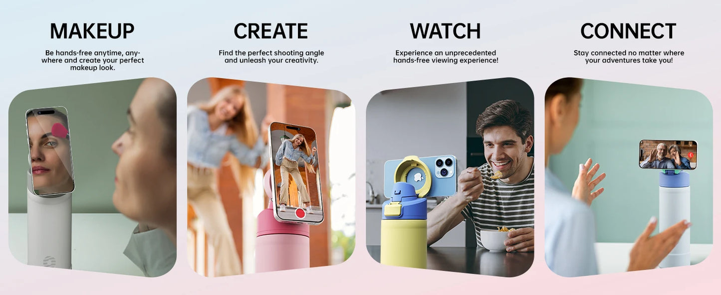 FEIJIAN Magnetic Thermos Stainless Steel Sports Water Bottle with Magnetic Phone Holder Bouncing cover Insulation Cup