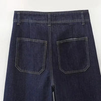 Casual Women's High Waist Straight-leg Jeans Pants Fashion All-match Full Length Denim Pants Elegant Pocket Zipper Jean Trousers