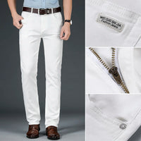 2025 New Spring Summer Jeans Men Fashion Casual Classic Style Business Straight Fit Soft Trousers Male Advanced White Pants 40