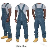 Mens Jeans Overalls Men Pockets Casual Loose Long Denim Pants Slim Splice Straight Rompers Autumn