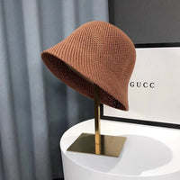 New Summer Beach Solid Wide Brim Bucket Hat For Women Hollow Breathable Sunshade Outdoor Girls Travel Panam Fisherman Cap Gift