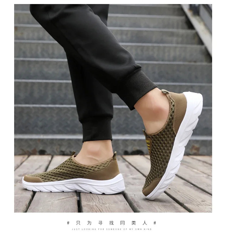 YRZL Lightweight Men Casual Shoes Breathable Slip on Male Casual Sneakers Anti-slip Men's Flats Outdoor Walking Shoes Size 39-46