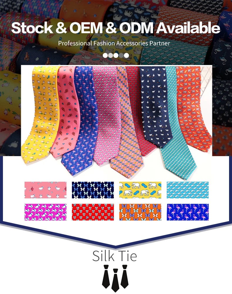 Tailor Smith 100% Silk Ties For Men Handmade Necktie With Animal Pattern Tie Father's Day Birthday Gift Tie