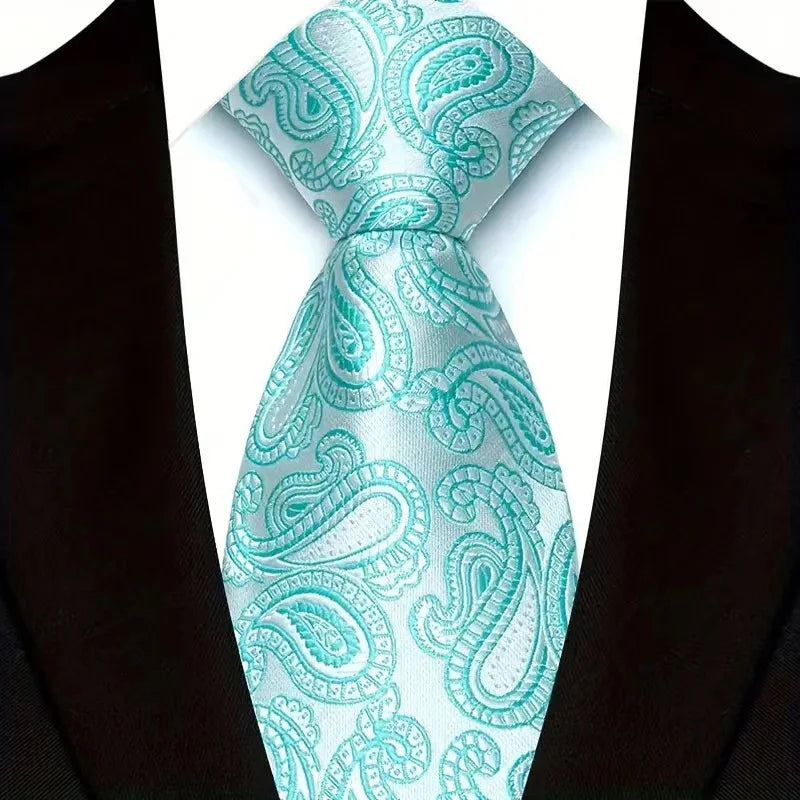 Luxury 8CM Mens Necktie Floral Paisley Classic Ties For Man Groom Jacquard Woven Neck Tie Business Wedding Party