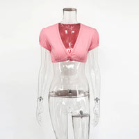 Summer Casual V-Neck For Women Tops Vest Sexy Short Sleeve  Holiday Beach Cropped Y2k Top Female Patchwork Tank Top 2026 New