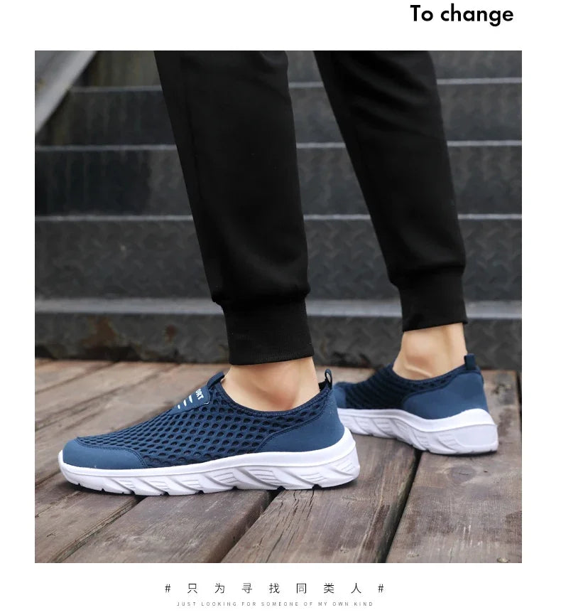 YRZL Lightweight Men Casual Shoes Breathable Slip on Male Casual Sneakers Anti-slip Men's Flats Outdoor Walking Shoes Size 39-46