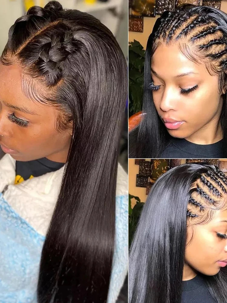 40 50 Inch 13x6 Bone Straight HD Transparent Lace Frontal Wig 250 Density Lace Front Human Hair Wigs 360 Full Lace Wig For Women