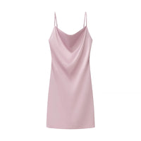 TRAFZA Women Sexy Satin Mini Dress Suspender Backless Slim Dress New 2025 Spring Summer Fashion Glamorous Date Holiday Dress