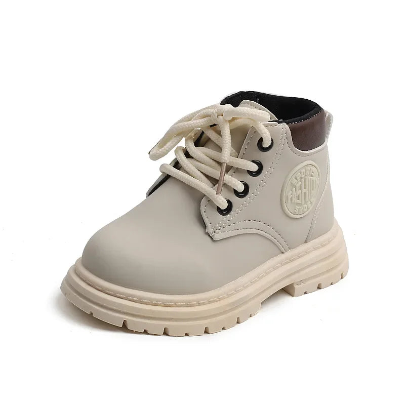 Winter Kids Combat Boots Furry Lined Children Ankle Boots Fashion Boys Girls Short Boots Student Non-slip Shoes Footwear