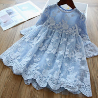 White Girls Ceremony Dress Formal Lace Wedding Dress Party Pageant Gown Dresses Girl Princess Dress Children New Year Costume