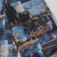 Sister Star Women's Oil Painting Ink Splash Printing Drawstring Tie Lace Multi-Pocket Loose Skinny Straight Pants Two Piece Set