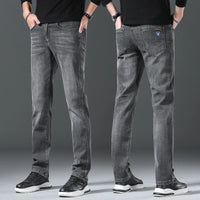 Jeans men straight tube loose 2024 autumn new item business elastic men's versatile casual pants trendy brand long pants men