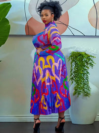 Two Piece Set Women Tops And Pleated Skirt Suit Clothing African Dashiki Wedding Party Traditional Robe Ankara Outfits Kaftan