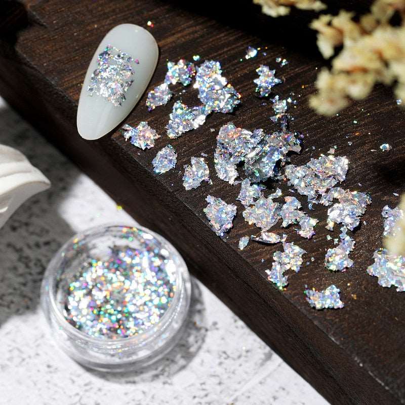 1 Box Silver Irregular Aluminum Foil Colorful Paper Nail Art Sticker 3D Glitter DIY Manicure UV Gel Polish Nail Decoration Tools