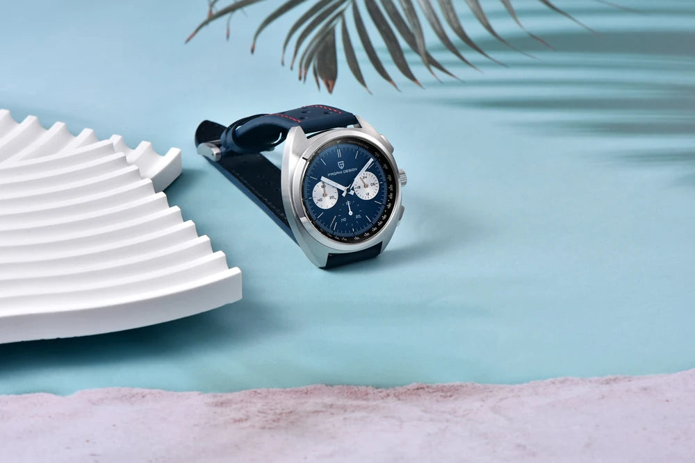 PAGANI DESIGN 2024 Retro Luxury Men's Watches Sports Chronograph VK63 Quartz Watch For Men AR Sapphire Waterproof Leather Clock