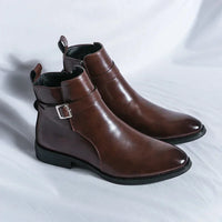 Autumn New Men's Boots British Style Pointed Formal Leather Oxford Shoes Dress Boots Chelsea Business Ankle Boots High-Top Shoes