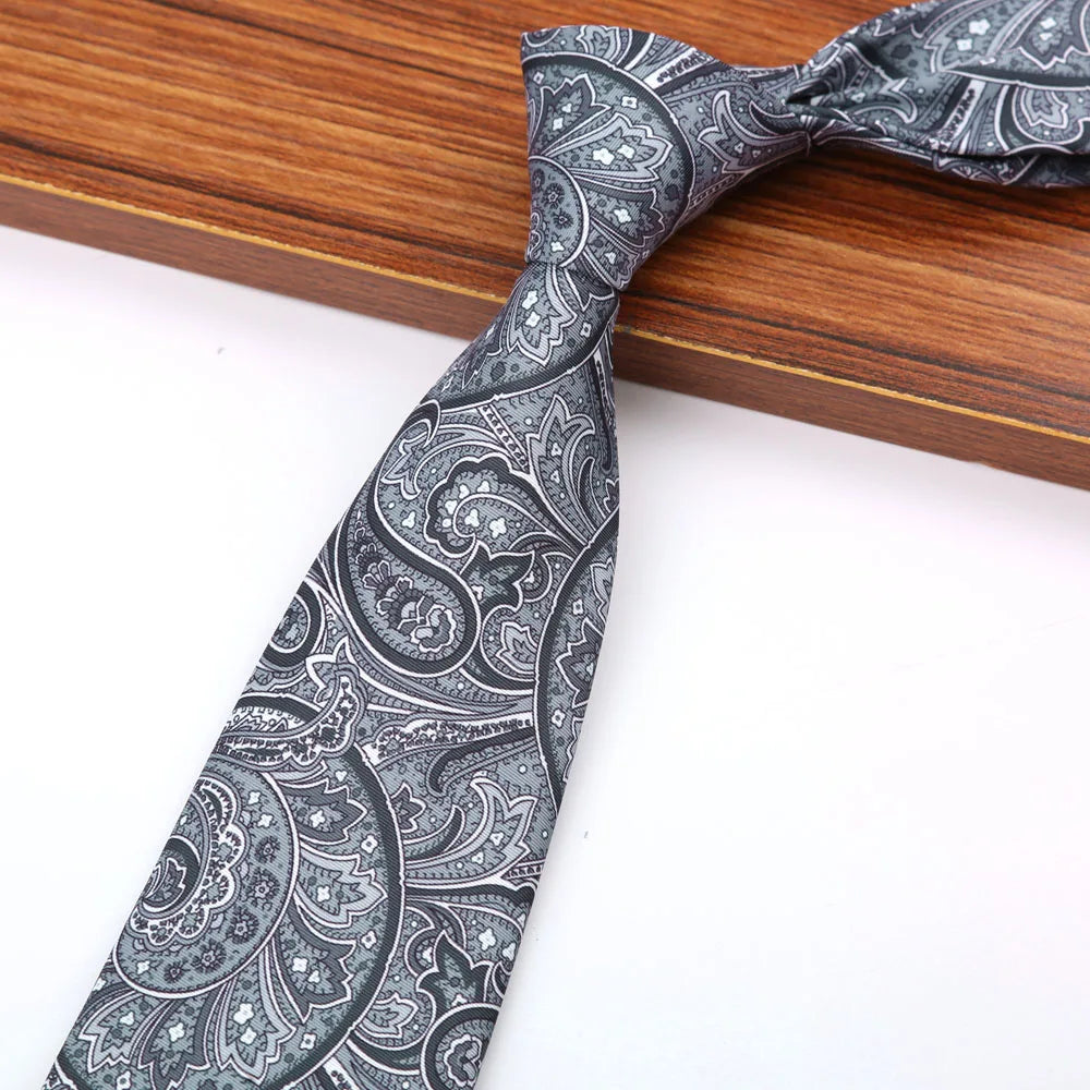 New 8CM Printing Ties For Men Necktie Paisley Floral Designer Scarf Tie For Groom Business Wedding Party