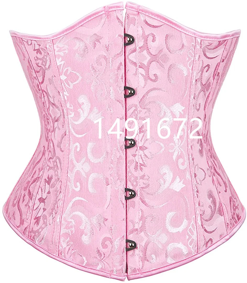 Pink Corset Underbust Top Wome Plus Size Waist Cincher Sexy Gothic Corpete Corselet Fashion Black White Red Blue Rose