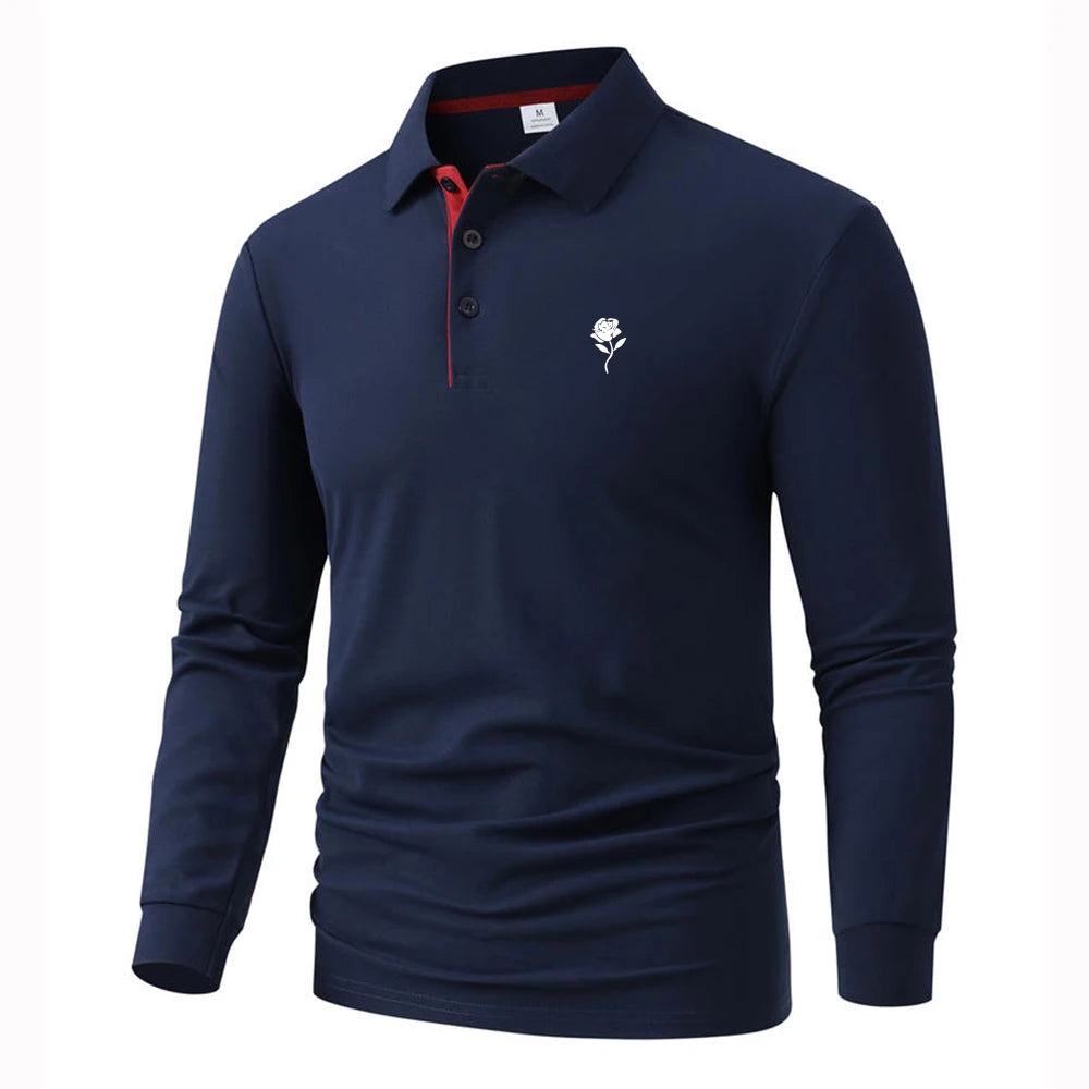 Men's Top Polos Shirts Street Casual Lapel Long Sleeve Basic Modern Plain Buttons Spring Fall All Seasons Slim Fit Top