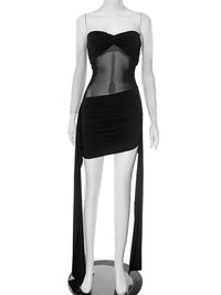 Mozision Off-shoulder Strapless Sexy Mini Dress For Women Fashion Sleeveless Backless Ruched Draped Club Party Dresses Female
