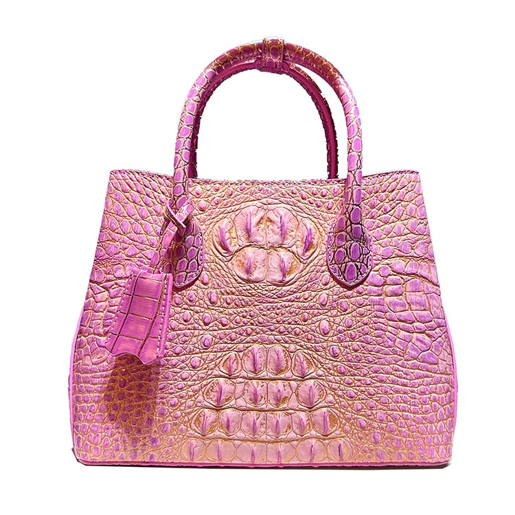 Luxury Genuine Leather Women Handbags Fashion Crocodile Pattern Lady Small Shoulder Messenger Bag Girl Pink Top Handle Tote Bags