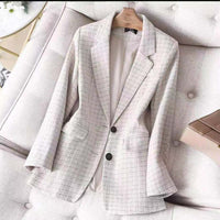 Plaid Blazer Fashion Jacket Women Spring Autumn Long Sleeve Casual Elegant Office Classic Chic Temperament Blazer New 2023