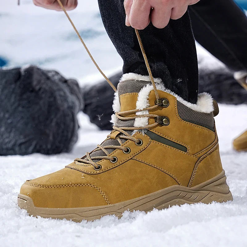 Brand Winter Men's Boots Warm Men's Snow Boots High Quality Leather Waterproof Men Sneakers Outdoor Men Hiking Boots Work Shoes