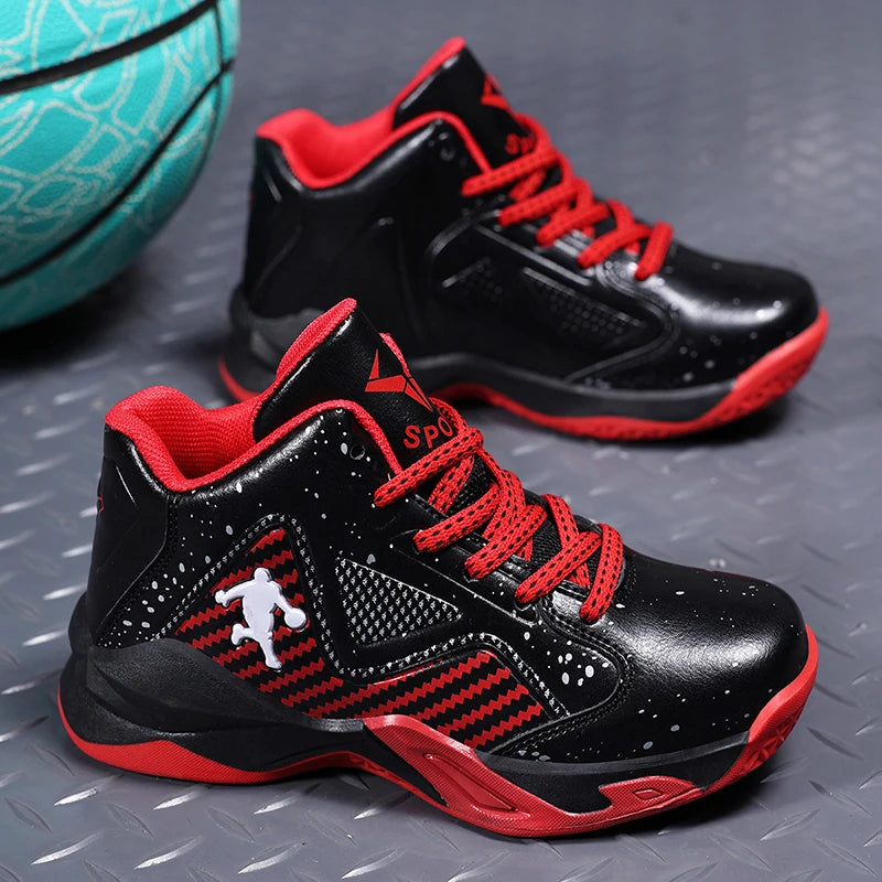 Youth Basketball Shoes Outdoor Non slip Durable Sports Shoes Boys Spring and Autumn Fashion Trend Leather Sneaker