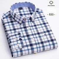 New in shirt Plus size 7xl 100%cotton Oxford long-sleeve shirts for man slim fit formal plain shirt plaid office elegant clothes