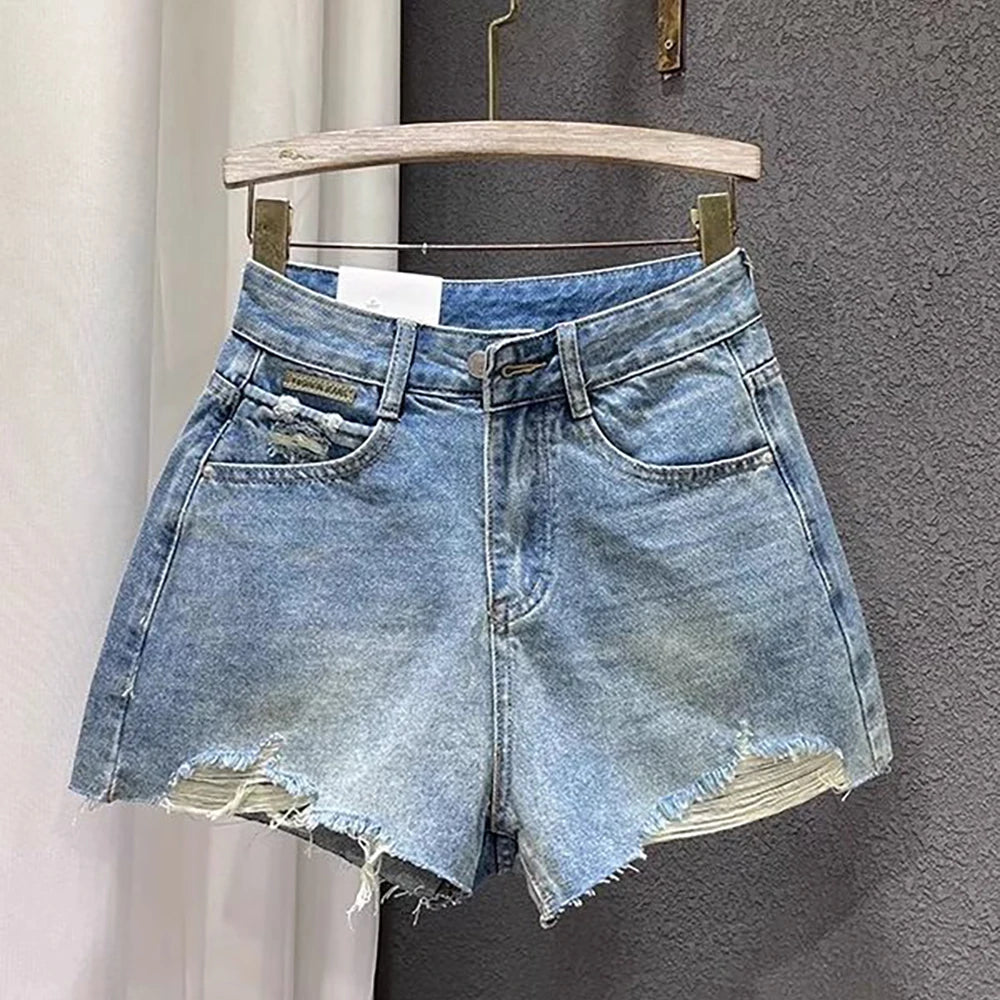 Denim Shorts for Women Summer Casual Tassel Ripped Shorts 2026 New Fashion High Waist Denim Jeans Y2K Hot Pants Streetwear