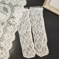 Lolita Skirt Base Socks White Lace Thin Ruffle Long Knee-high Sock for Kids Baby Princess Style Heart Bow Pattern Mesh Stockings