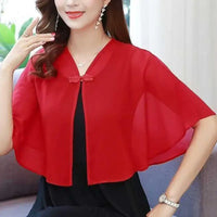 Spring Chiffon Short Outer Wear Sunscreen Shawl Women Sun Clothing Summer Sun Protection Air-Conditioning Cloak Lace Thin Scarf