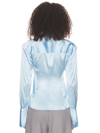 Blifanbo Causual Long Sleeve Stain Shirts Women Autumn Fashion Bottom Solid Loose Single Breasted Female Shirts Top Streetwear