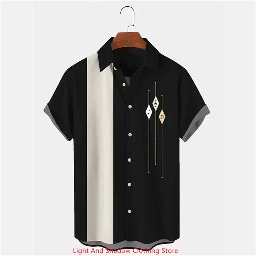 Men's button up shirt short sleeved sports fashion streetwear outdoor casual daily summer spring collar printed button up shirt