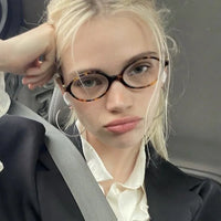 Elliptical Artistic Style Myopia Glasses Retro Small Frame Flat Lenses Ultra Light Finished Near Sight Eyewear Fashion Goggles