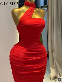 CM.YAYA Women Sleeveless Stacked Ruched Scarf Collar Bodycon Midi Maxi Dress 2026 Street Parties Education Long Dresses Vestidos