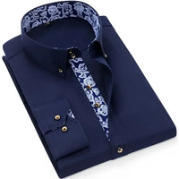 Men's Cotton Shirt Formal Business Collar Dress Shirts Long sleeve Spring Autumn Casual Wear Slim Fit Social Black Blue White