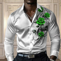 Men's high-end rose shirt, casual and comfortable button long-sleeved shirt, fashionable four-season shirt, plus-size design shi