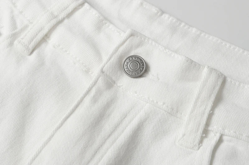 Mens White Jeans Pants Slim Fit Streetwear Distressed Black Denim Overalls Retro Y2k Solid Color Straight-leg Jeans Men Ripped